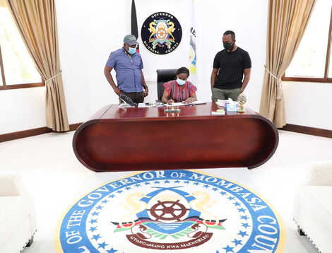 Mombasa Governor Hassan Joho meeting the Senate Adhoc Committee on Covid-19 on September 2, 2020