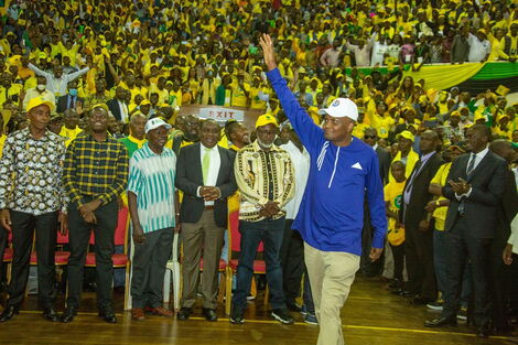 Chama Cha Kazi party leader Moses Kuria arrives at the United Democratic Alliance (UDA) National Delegates Convention (NDC) at Kasarani Stadium on Tuesday, March 15, 2022
