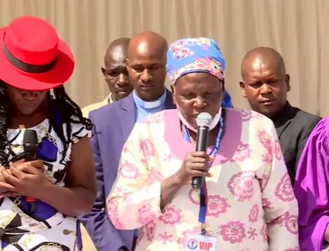 The mother of Gatundu South Member of Parliament Moses Kuria during the MP's thanksgiving ceremony on Saturday, February 19, 2022.