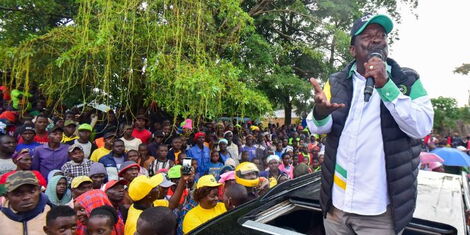 ANC leader Musalia Mudavadi speaking at a rally in Vihiga county on Wednesday June 8,2022