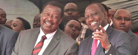 File image of Amani National Congress leader Musalia Mudavadi (left) and Deputy President William Ruto (right) at a past event