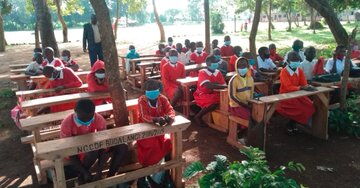 Pupils study under trees at Mudembi Primary School in Budalangi, Busia County on January 4, 2021.