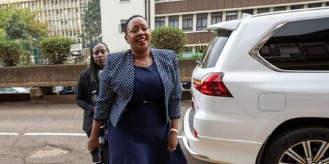 Murang'a Woman Rep. Sabina Chege arrives at KICC during the unveiling of Azimio One Kenya flagbearer Raila Odinga's running mate on Monday, March 16, 2022. (1).jpg (5
