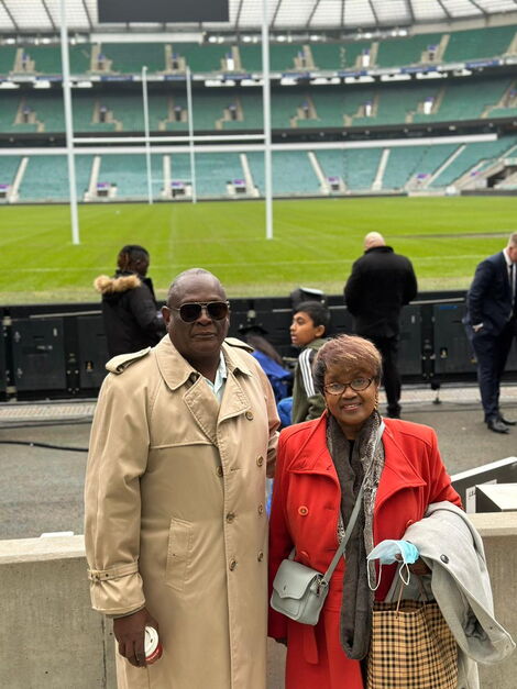Jubilee vice chairperson David Murathe and his wife Faith Murathe during their son graduation in London on Tuesday November 29, 2022