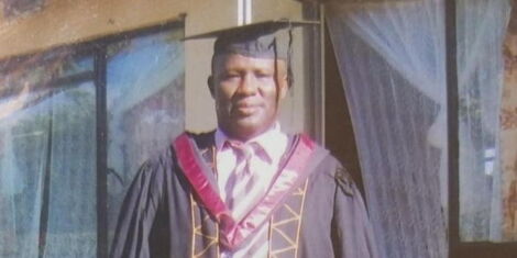 A collage image of Salesioh Muriithi during his graduation.