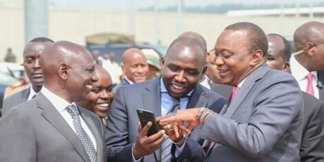 Vice President William Ruto, Senator Elgeyo Marakwet Kipchumba Murkomen and President Uhuru Kenyatta at a past event.