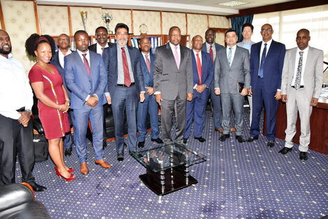 Health Cabinet Secretary Mutahi Kagwe when he held a consultative meeting on Covid-19 response with officials from the ministry, the Kenya Healthcare Federation and CEOs from the Kenya Association of Private Hospitals at Afya House on Thursday, March 26, 2020.