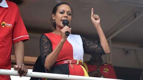 File photo of Mwende Mwinzi during a past campaign trail other Jubilee Party aspirants