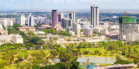 An aerial photo of Nairobi CBD.