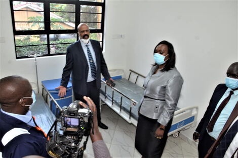NMS Boss Mohammed Badi and Nairobi Acting Governor Anne Kananu at Uthiru Hospital
