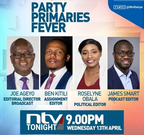 A poster of Party Primaries Fever aired on NTV on Wednesday, April 12, 2022