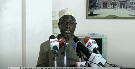 Hassan Ole Naado, Chairperson SUPKEM addressing the media on Tuesday July 26, 2022.