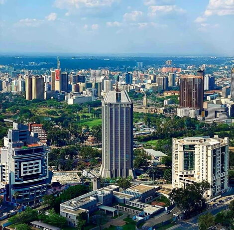 An aerial view Nairobi, Kenya's capital city