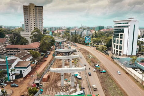 Nairobi Expressway under construction in Westlands, Nairobi