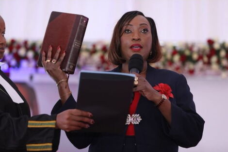Nairobi Governor Ann Kananu takes oath of office at KICC on Tuesday, November 16, 2021.