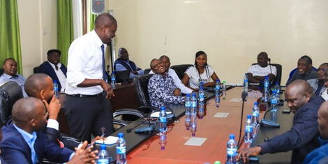 Nairobi Governor Johnson Sakaja during a meeting with ODM, Wiper and Jubilee MCAs on Wednesday, September 21, 2022..jpg
