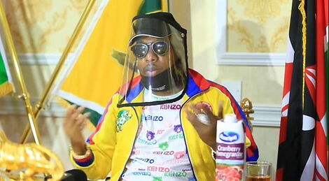 Nairobi Governor Mike Sonko addresses a press conference on Tuesday, April 14, 2020.