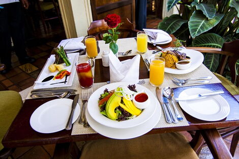 A well set table in a restaurant in Nairobi.