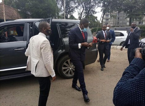 Nairobi Senator Johnson Sakaja arriving at Kilimani Police Station on Monday, July 20, 2020.