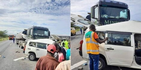 Accident along the busy Mai Mahiu road, on Saturday, April 23, 2022.