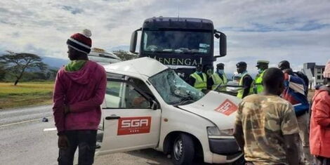 Accident along the busy Mai Mahiu road, on Saturday, April 23, 2022.
