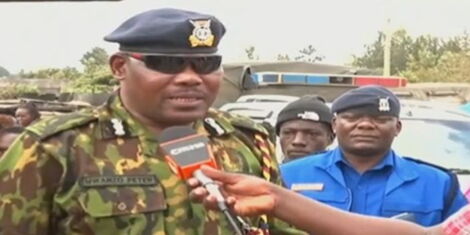 Nakuru County Commander Peter Mwanzo addressing the media on Monday, November 14, 2022..jpg