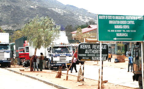 Trucks at the Namanga Kenya-Tanzania border town.