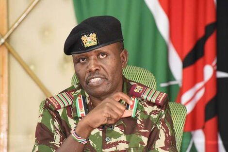 A photo of George Natembeya addresses journalists on destruction in the Mau Forest Complex in his office in Nakuru on September 13, 2019.