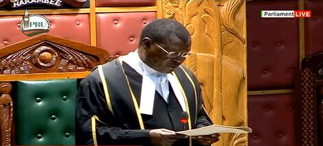 National Assembly Speaker Moses Wetangula addressing MPs in Parliament on Monday, October 4, 2022 .jpg