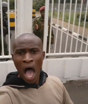 Tiktok star Ian Asunya famously known as Nduru man screaming at State House 