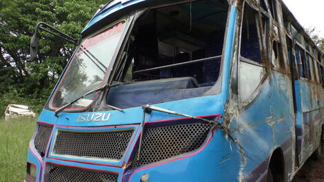 Neo Kenya bus was involved in an accident while ferrying student from Gititu mixed secondary in Murang’a on Tuesday, December 14, 2021.