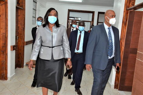 New Nairobi acting Governor Anne Kananu Mwenda (left) and NMS boss Mohammed Badi.