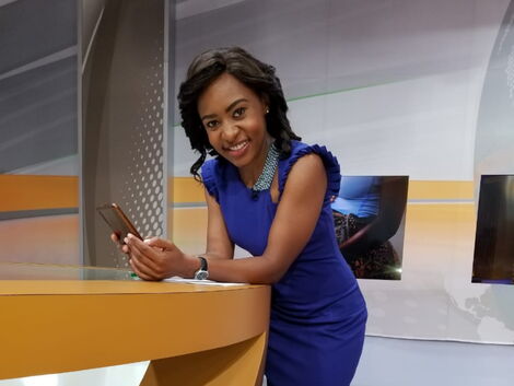 News Anchor Mashirima Kapombe inside Citizen TV studio on January 5, 2021.