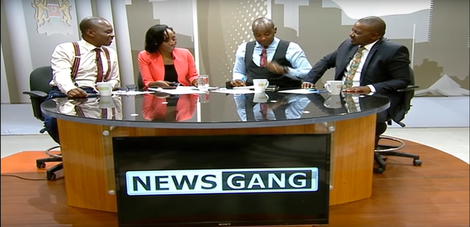 From left: News Gang panellists Joe Ageyo, Yvonne Okwara, Linus Kaikai and Francis Gachuri at Citizen TV studios on Thursday, March 5, 2020