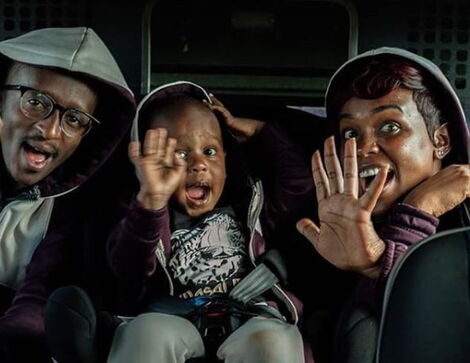 From left: comedian Njugush, Tugi (middle) and Celestine Ndinda (right) 