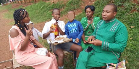 Nominated MP David Ole Sankok, his wife Hellen and their children during a visiting day at the Maseno High School in 2019. (1).jpg