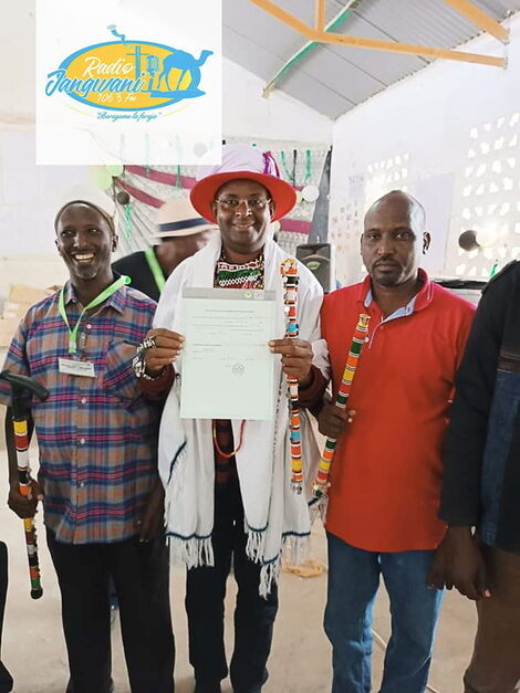 North Horr MP Second Left Holding His Certificate on August 11, 2022