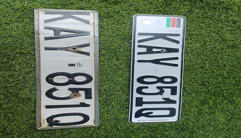 A display of the new generation number plates after they had been commissioned in Nairobi on August, 30, 2022