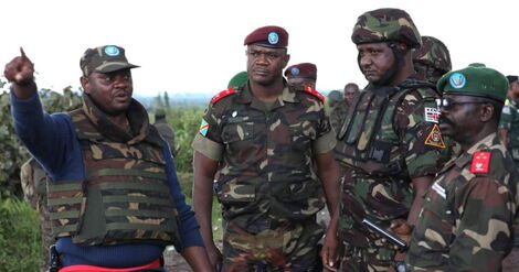 Major General Jeff Nyagah issuing instructions to soldiers in DRC on Friday November 18, 2022
