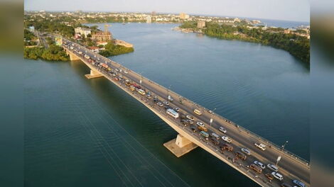 Nyali Bridge, Mombasa County where the middle-aged man jumped off into the Indian Ocean on Wednesday, April 7.