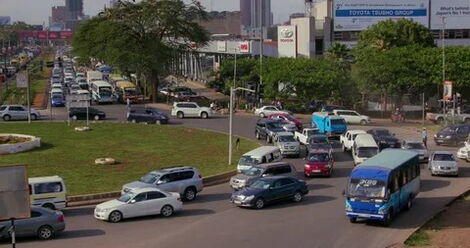 File photo of vehicles passing Nyayo roundabout on Mombasa Road