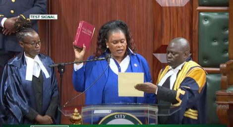 ODM Nominated MCA Joyce taking her oath of office at the Nairobi County Assembly on Thursday, September 29, 2022.JPG
