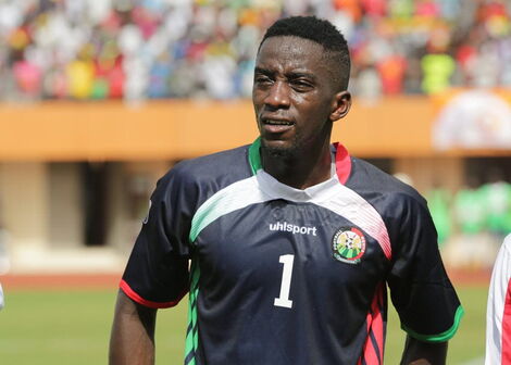 Harambee stars goalkeeper Arnold Origi moments before their Africa Cup Of Nations 2017 qualifier match against Guinea Bissau at the Estadio 24 Setembro in Bissau on March 24, 2016.