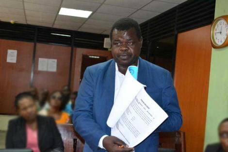 An undated photo of activist Okiya Omtatah during a past court session. 