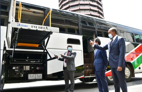 One of the buses donated by the Chinese Government on Thursday, May 13