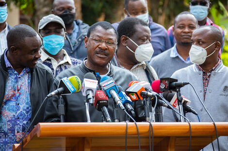 FORD-Kenya Party Leader Moses Wetangula during a press briefing at Hermosa Gardens in Karen on Tuesday, July 20, 2021.