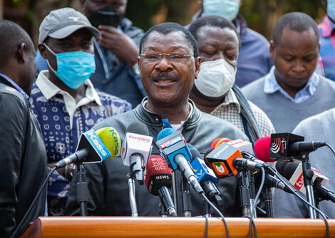 FORD-Kenya Party Leader Moses Wetangula during a press briefing at Hermosa Gardens in Karen on Tuesday, July 20, 2021.