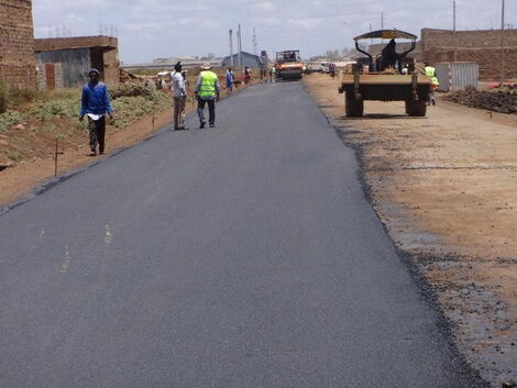 Ongoing construction on the Thika Town Bypass road..