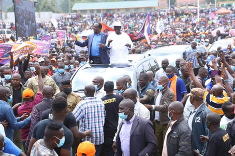 Kakamega Governor Wycliffe Oparanya and Raila Odinga Arriving at Azimio la Umoja Event at Bukhungu Stadium on Friday December 31