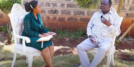 From Left: Esther Nyonje during an interview with former Kakamega Governor Wycliffe Oparanya on Monday February 6, 2023
